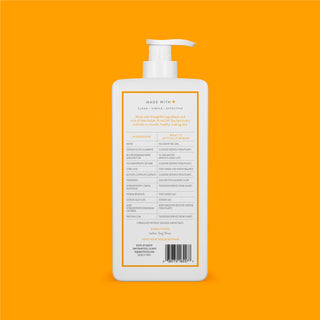 Back of Shea Butter & Almond Body Wash bottle showing ingredient list and directions