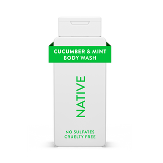 Native Cucumber & Mint Body Wash bottle with white packaging and green text
