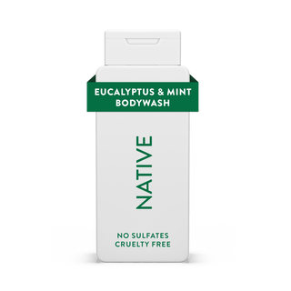 Native Eucalyptus & Mint Body Wash bottle with white packaging and green text