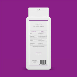 Back of Lavender & Rose Body Wash bottle showing ingredient list and directions