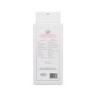 Back of Piece of Cake Body Wash bottle showing ingredient list and directions