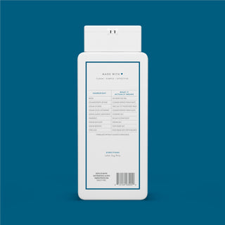 Back of Sea Salt & Cedar Body Wash bottle showing ingredient list and directions