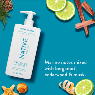 Native Moisturizing Conditioner with text “Marine notes mixed with bergamot, cedarwood & musk”