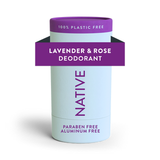 Native Lavender & Rose deodorant, aluminum-free and paraben-free, 2.65 oz plastic-free stick