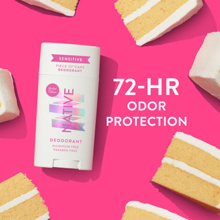 Native sensitive deodorant with text reading 72-hour odor protection			