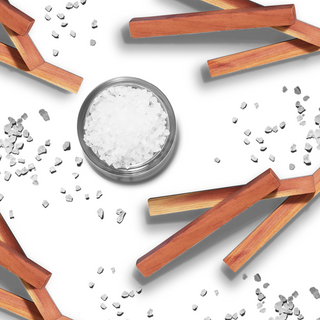 Grans of salt and wood sticks arranged