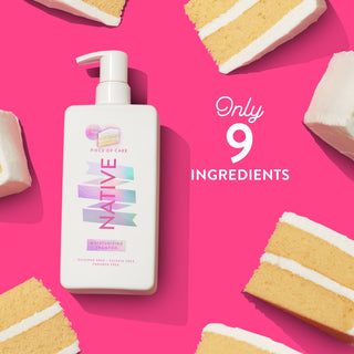 Native Piece Of Cake Moisturizing Shampoo with text reading "Only 9 Ingredients"