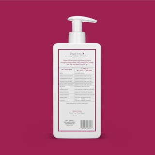Back of Blackberry & Green Tea Strengthening Shampoo bottle showing ingredient list and directions