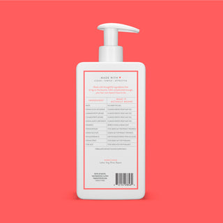 Back of Berries & Vanilla Cream Volumizing Shampoo bottle showing ingredient list and directions