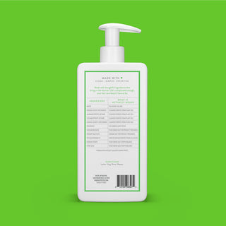 Back of Cucumber & Mint Volumizing Shampoo bottle showing ingredient list and directions