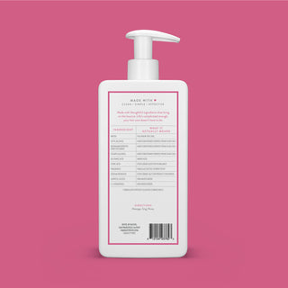 Back of Vanilla & Cactus Flower Volumizing Shampoo bottle showing ingredient list and directions