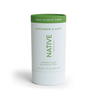 Native Cucumber & Mint deodorant, aluminum-free and paraben-free, 2.65 oz plastic-free stick