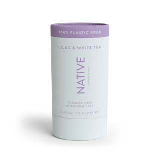 Native Lilac & White Tea deodorant, aluminum-free and paraben-free, 2.65 oz plastic-free stick