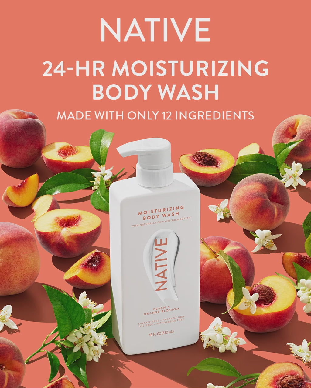 Native 24-HR Moisturizing Body Wash, Made with only 12 ingredients