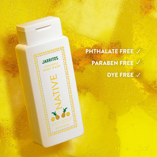 Native Jarritos - Pineapple Body Wash bottle with text reading "Phthalate free, paraben free, dye free"