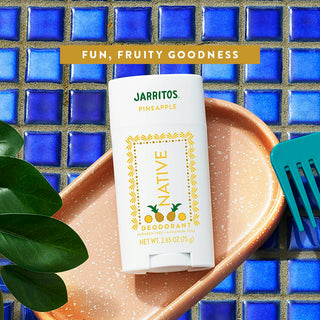 Native Jarritos - Pineapple Deodorant with text reading fun, fruity goodness