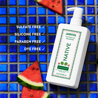 Native Jarritos - Watermelon Moisturizing Shampoo with text reading "Sulfate free, silicone free, paraben free, dye free"