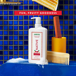 Native Jarritos - Passion Fruit Volumizing Shampoo with Fun, Fruity Goodness text