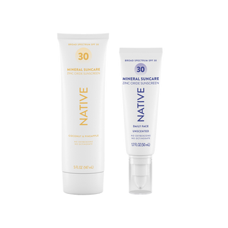Tubes of Native Mineral Suncare Daily Body and Face Sunscreen SPF 30 side-by-side
