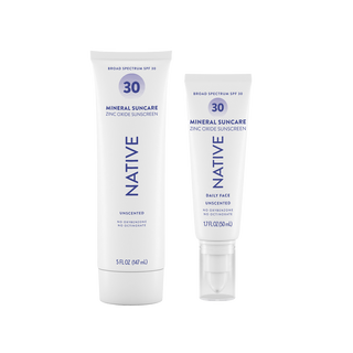 Tubes of Native Mineral Suncare Daily Body and Face Sunscreen SPF 30 side-by-side