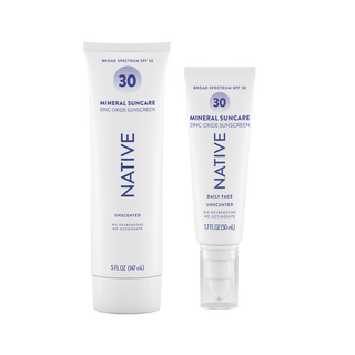 Tubes of Native Mineral Suncare Daily Body and Face Sunscreen SPF 30 side-by-side