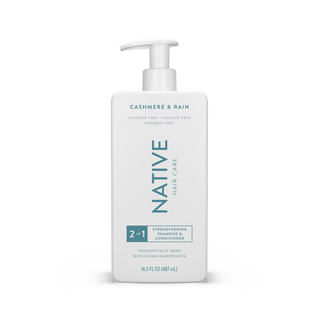 Front of Cashmere & Rain Strengthening 2-in-1 Shampoo and Conditioner bottle